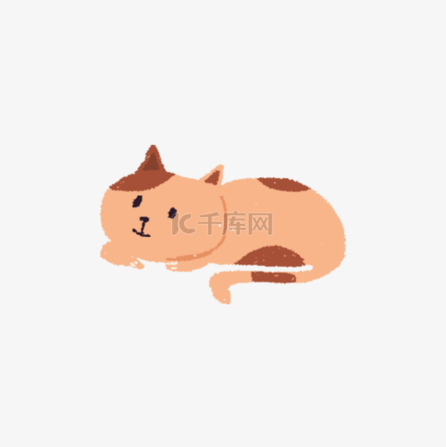 卡通趴着的插画猫咪免抠