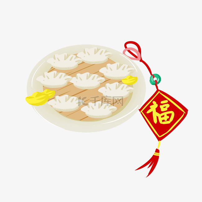 喜庆春节饺子插画