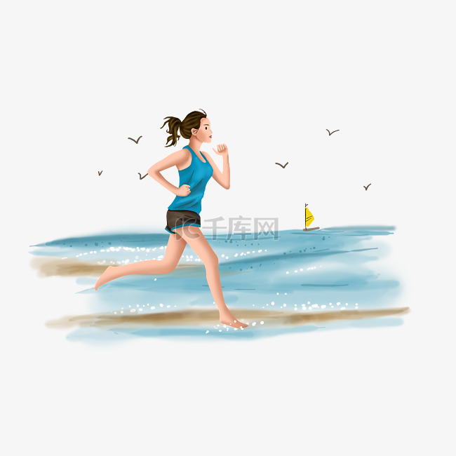 体育锻炼海边跑步