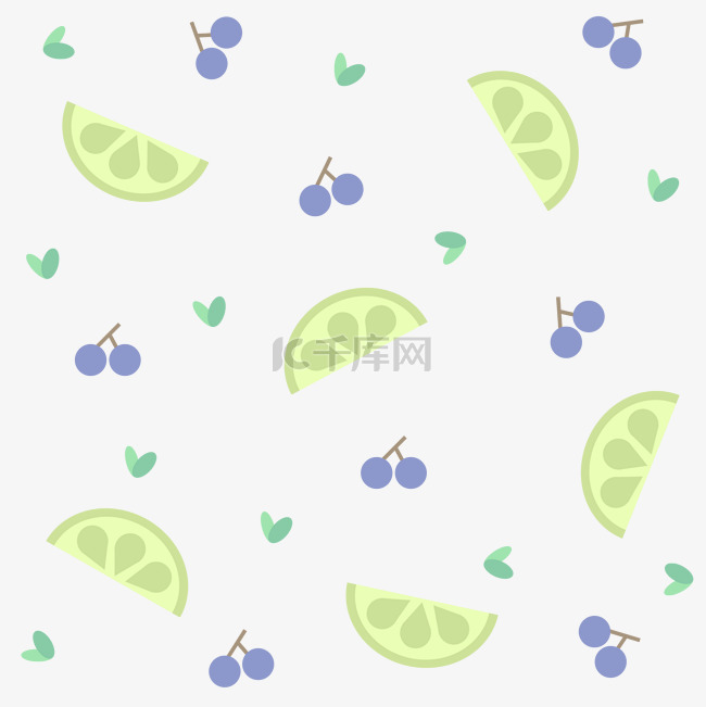 蓝莓柠檬底纹插画