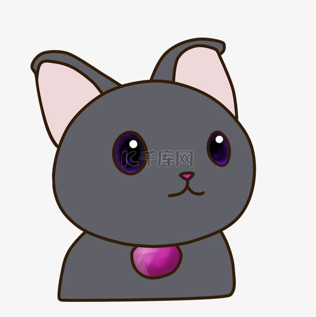 灰色可爱小猫咪手绘插画