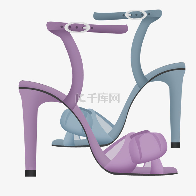 女式紫色高跟鞋插画