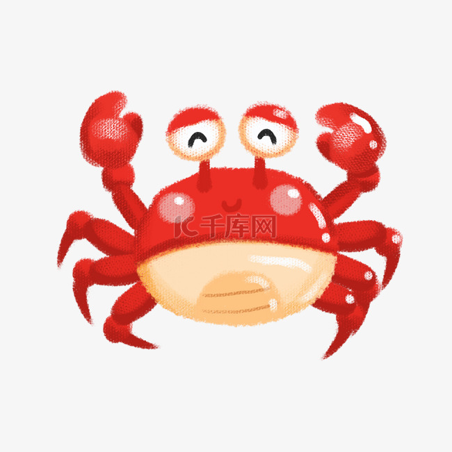 可爱螃蟹手绘插画