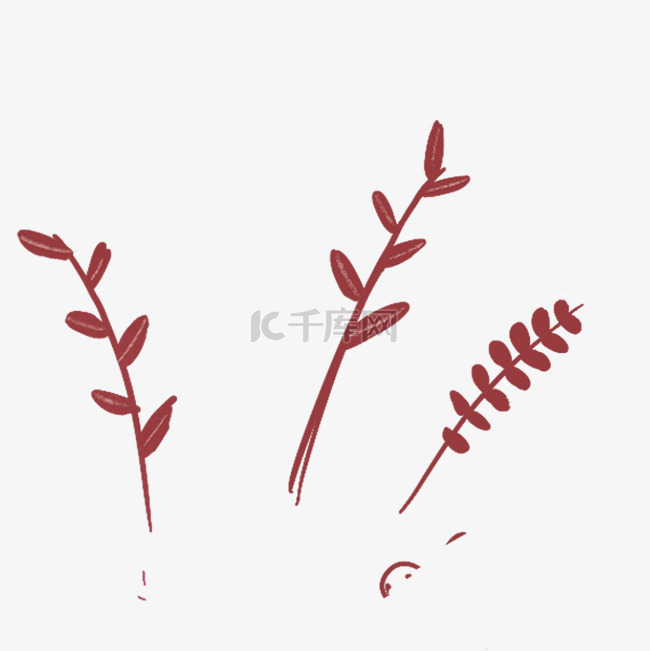 红色的植物叶子免抠图