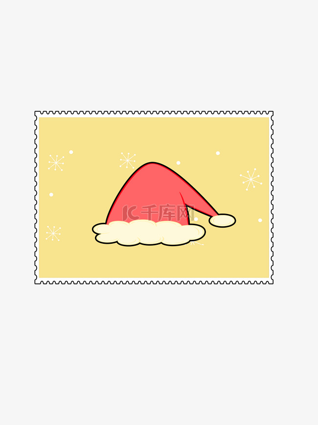 圣诞邮票贴画帽子红色装饰素材