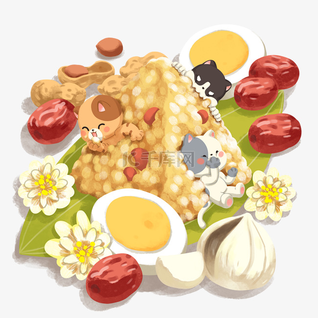 端午节吃粽子插画