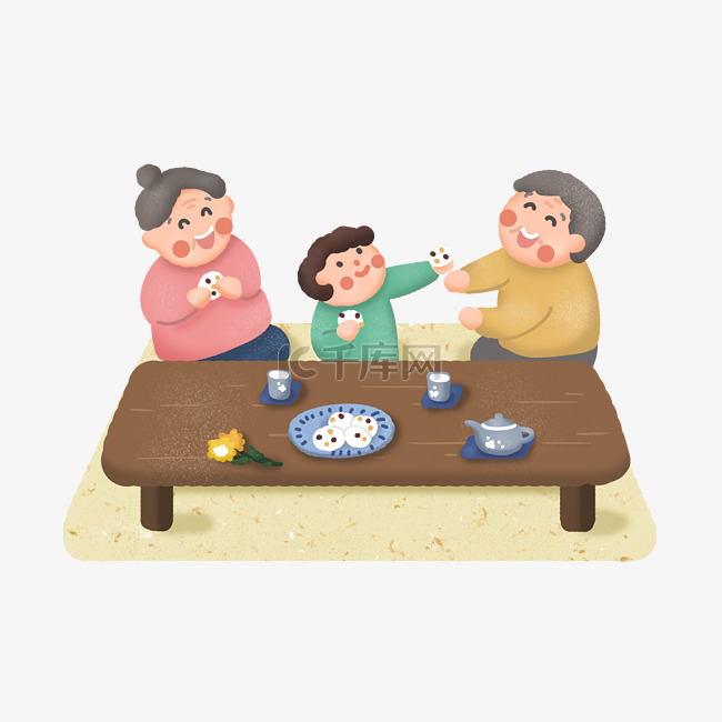 重阳节与老人一起吃重阳糕