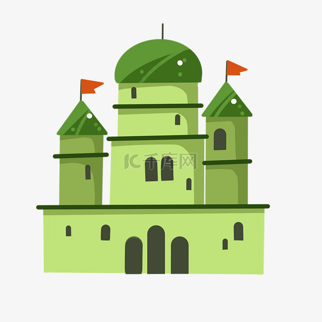 绿色的城堡装饰插画