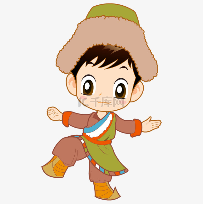 藏族小男孩跳舞卡通形象