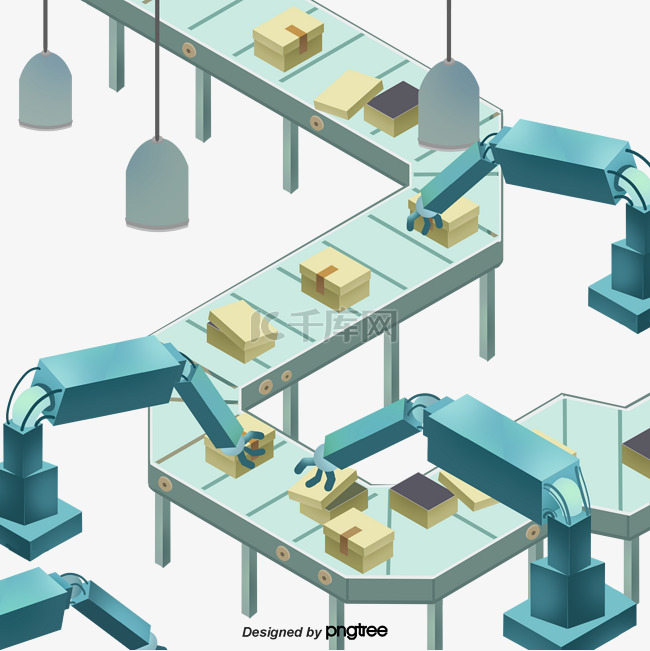 蓝色2.5D工厂流水线