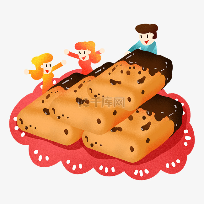 年夜饭巧克力饼干插画