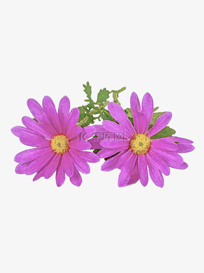 手绘水彩紫色花朵可商用元素