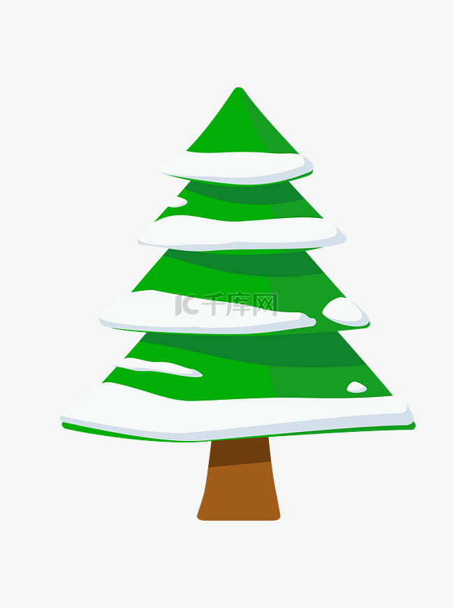 雪树松树冬日圣诞节日卡通可爱矢