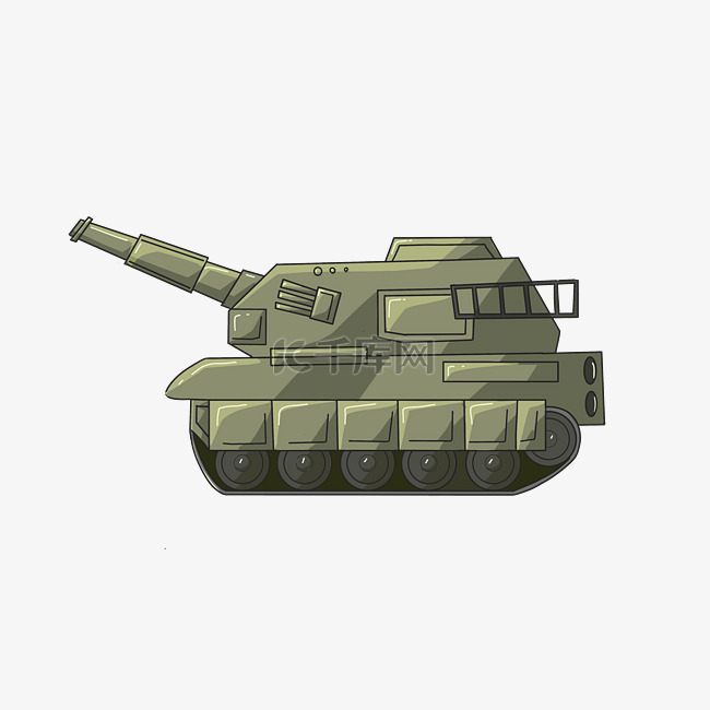 绿色坦克作战机插画