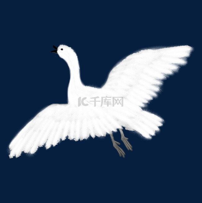 手绘中国风动物天鹅水墨画PNG