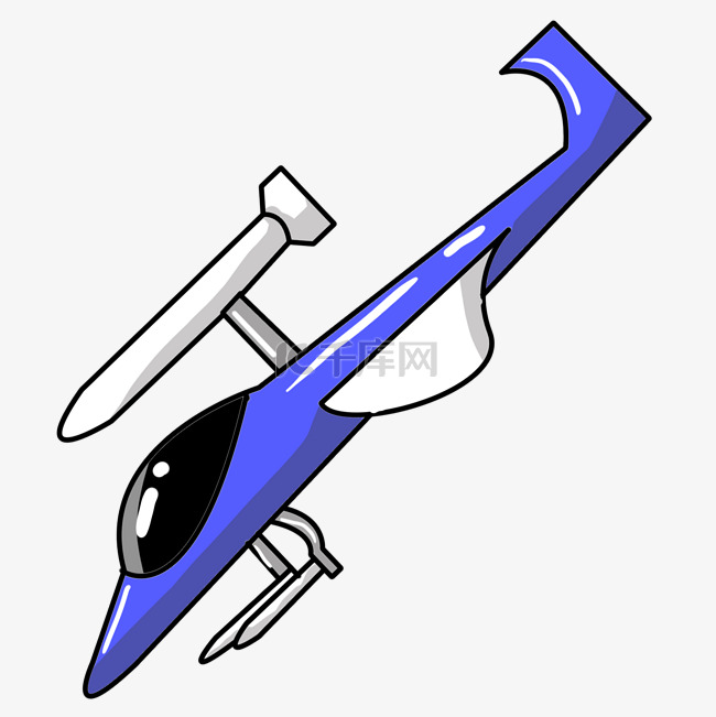 蓝色火箭飞机插图