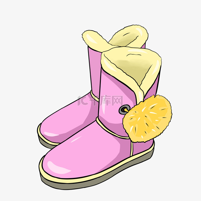 冬季粉色的雪地靴插画