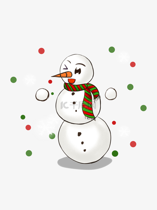 圣诞节手绘雪人卡通可爱装饰元素