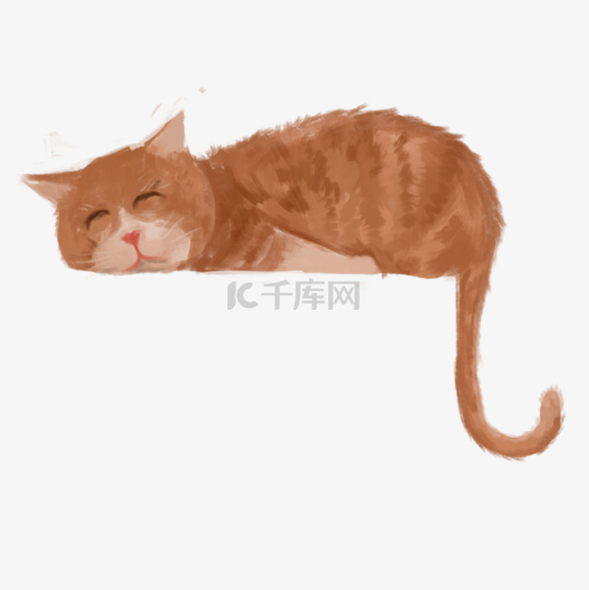 趴着睡着了的可爱加菲猫免抠图