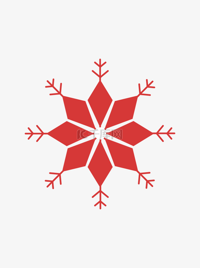 圣诞节红色圣诞雪花元素图案装饰