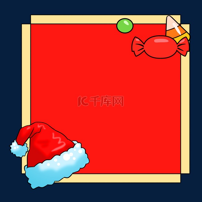 圣诞红帽糖块礼物边框