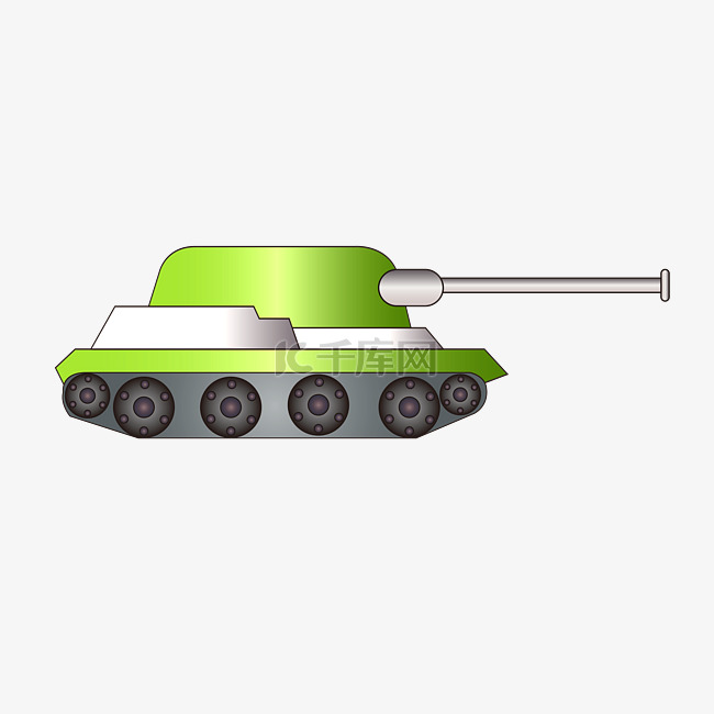 绿色卡通坦克插画