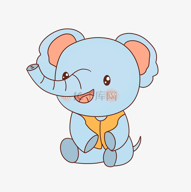 可爱天蓝色卡通动物小象