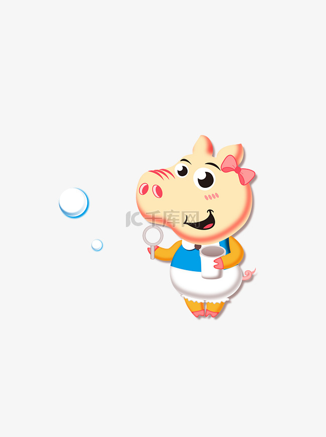 手绘小猪卡通小猪动物矢量插画猪