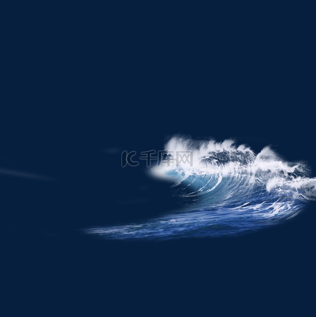 蓝色海洋大风大浪海浪元素
