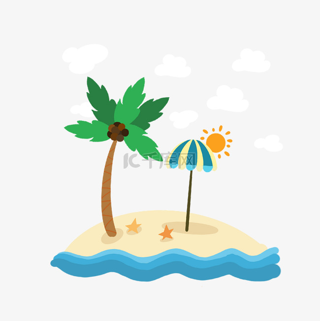 夏日海边的椰子树