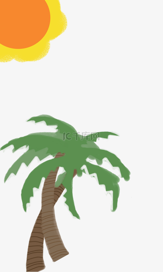 手绘夏季太阳椰树下载