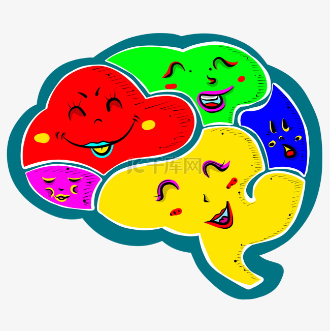 思想装饰彩色脑子开心的脑子细胞