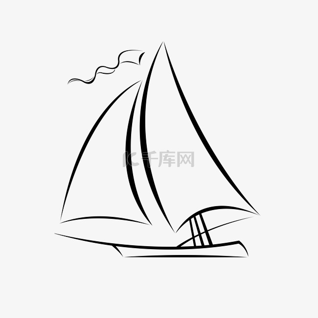 简约线条描绘可爱帆船