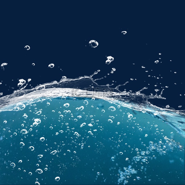 精美蓝色水面氧气气泡元素