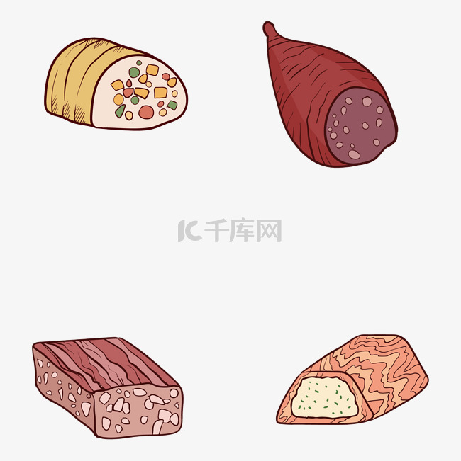 手绘肉类食物造型