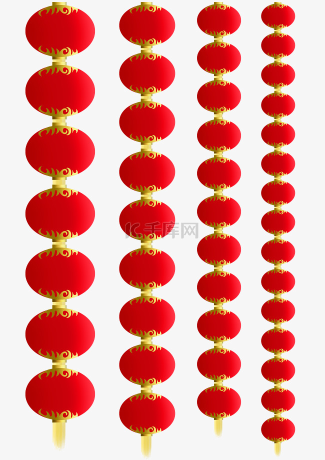 中国风节日红色一串小灯笼免抠P