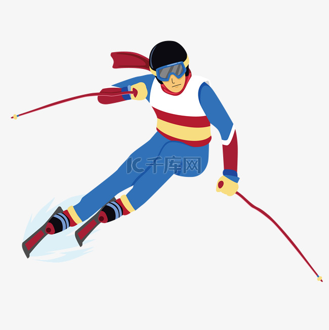 卡通风格可爱的滑雪运动员