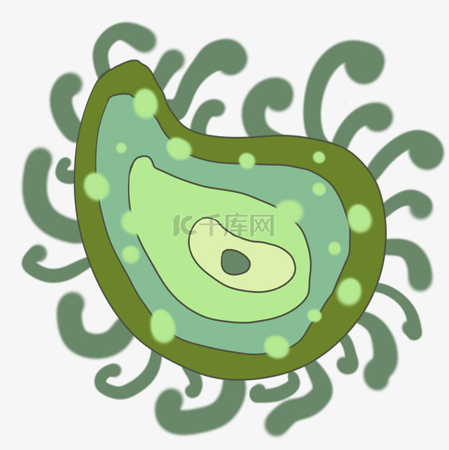 绿色触须毛球菌插画