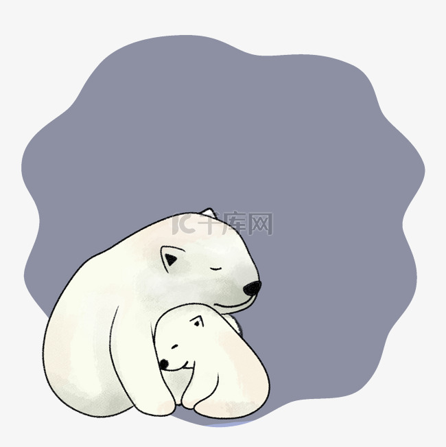 灰色的北极熊边框插画