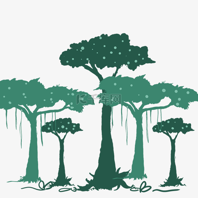 树枝插画森林手绘