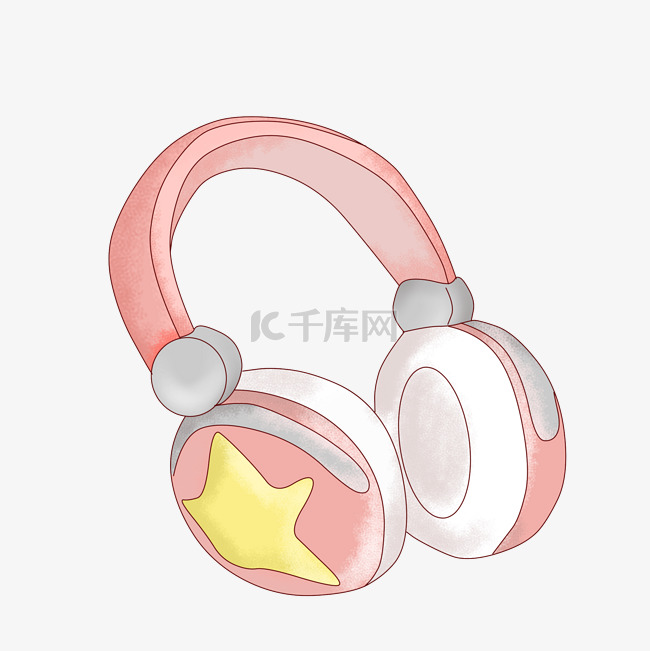 卡通五角星粉色耳机