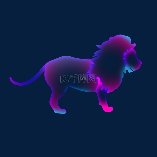 紫色光影狮子