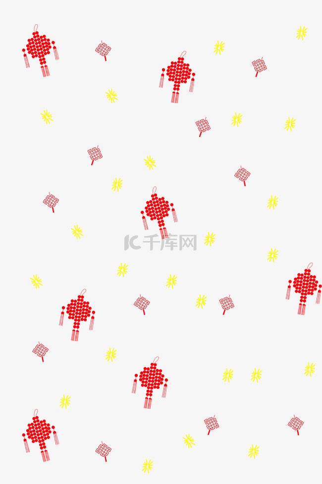 新年红色的中国结底纹插画