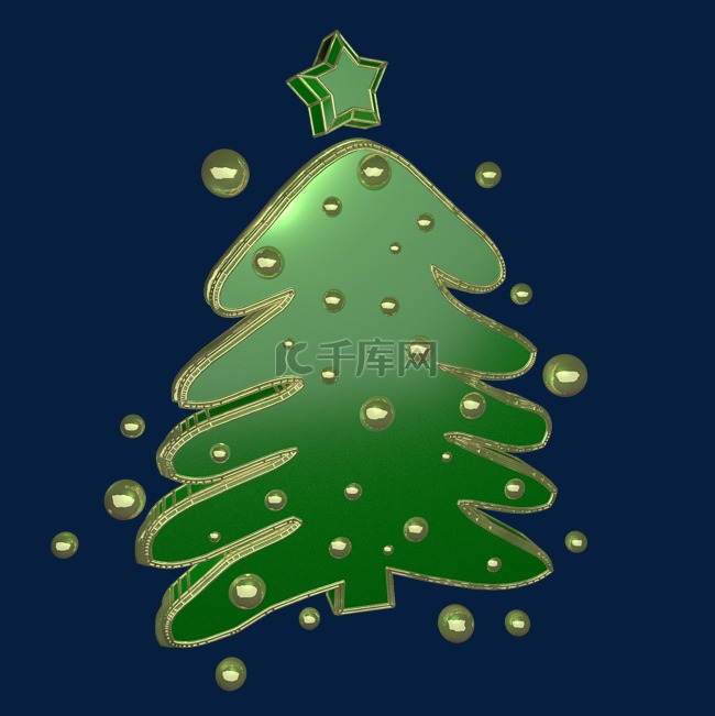 C4D绿色圣诞节装饰圣诞树