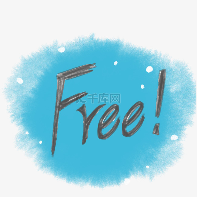 蓝色背景英文FREE字体PNG