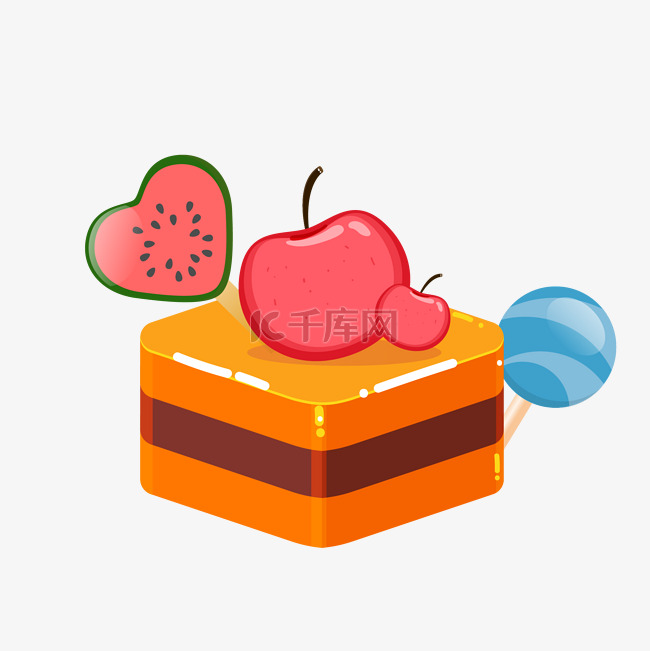 立体水果蛋糕和糖果
