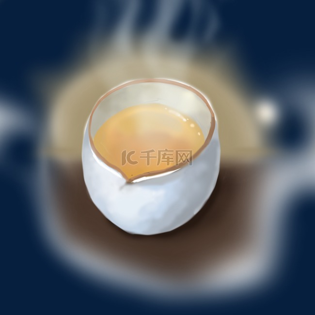 茶主题茶水茶杯漫画风手绘