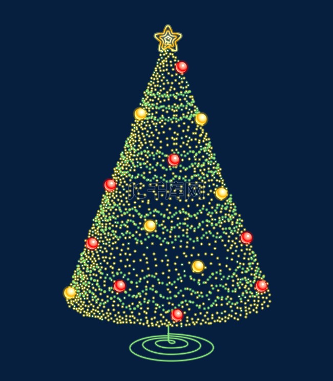 霓虹灯管质感圣诞树摆饰装饰元素