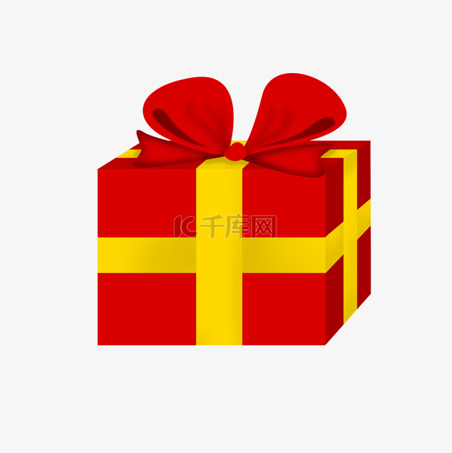 圣诞节带蝴蝶结的红色礼物盒