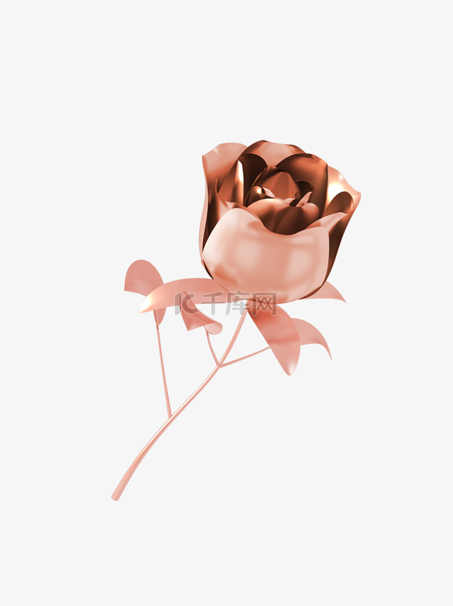 C4D风格创意装饰粉红色玫瑰花